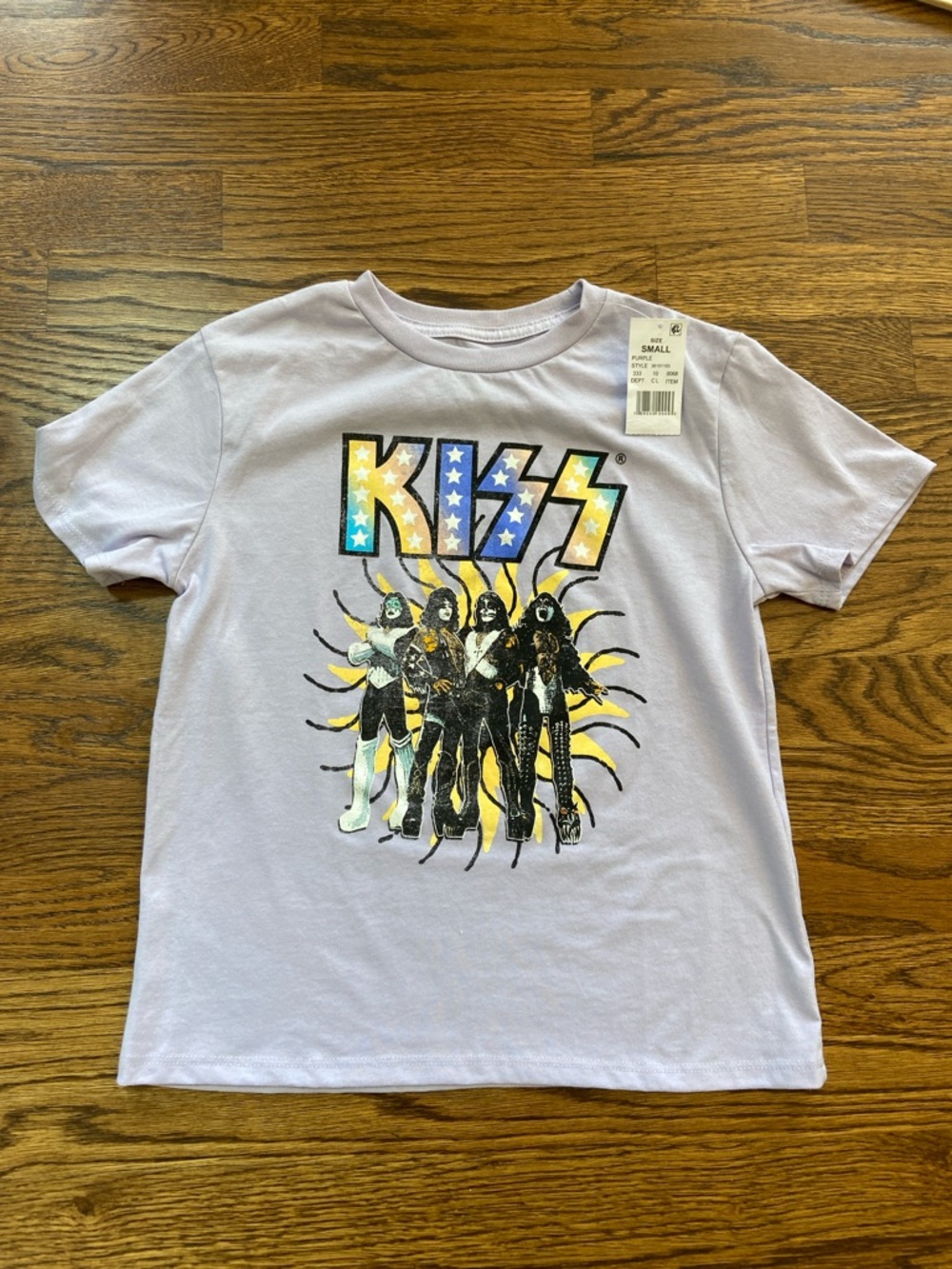 Kiss Kids' Lavender Band Graphic Tee with Multicolor Logo Size Small‎